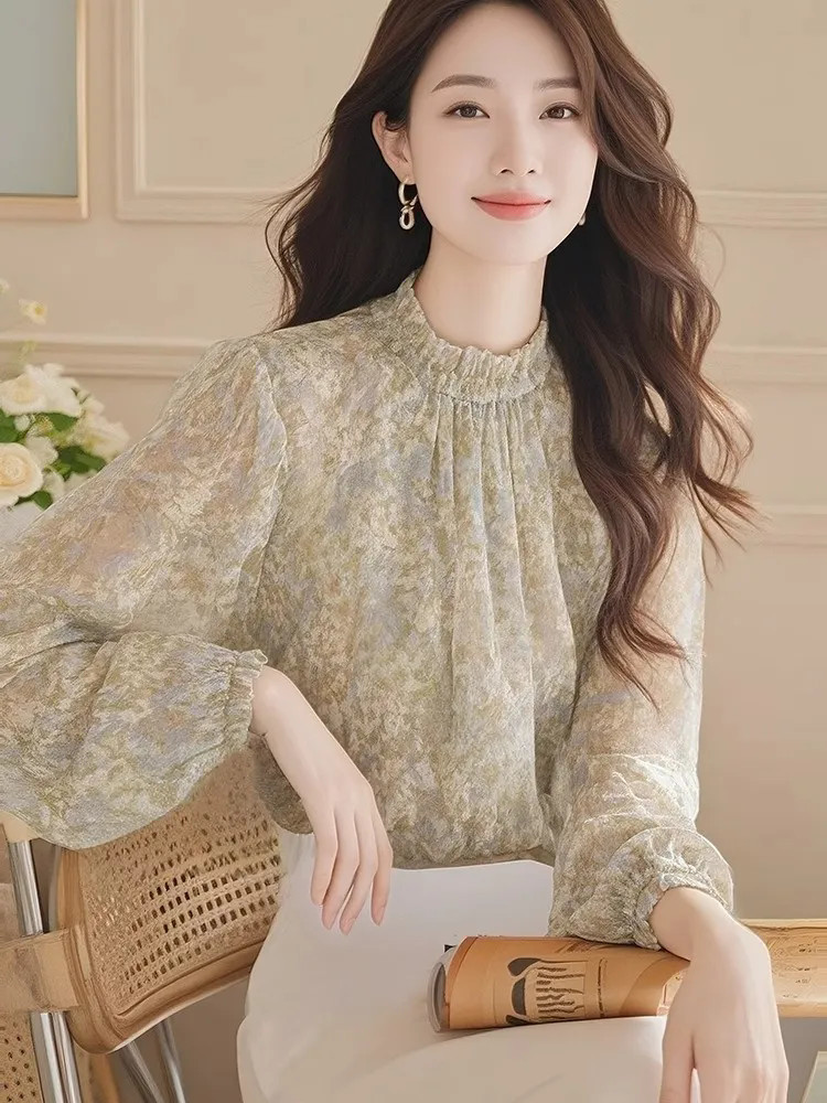 Women Formal Wear Korean - Kemeja Lengan Panjang Wanita Satin Lipit