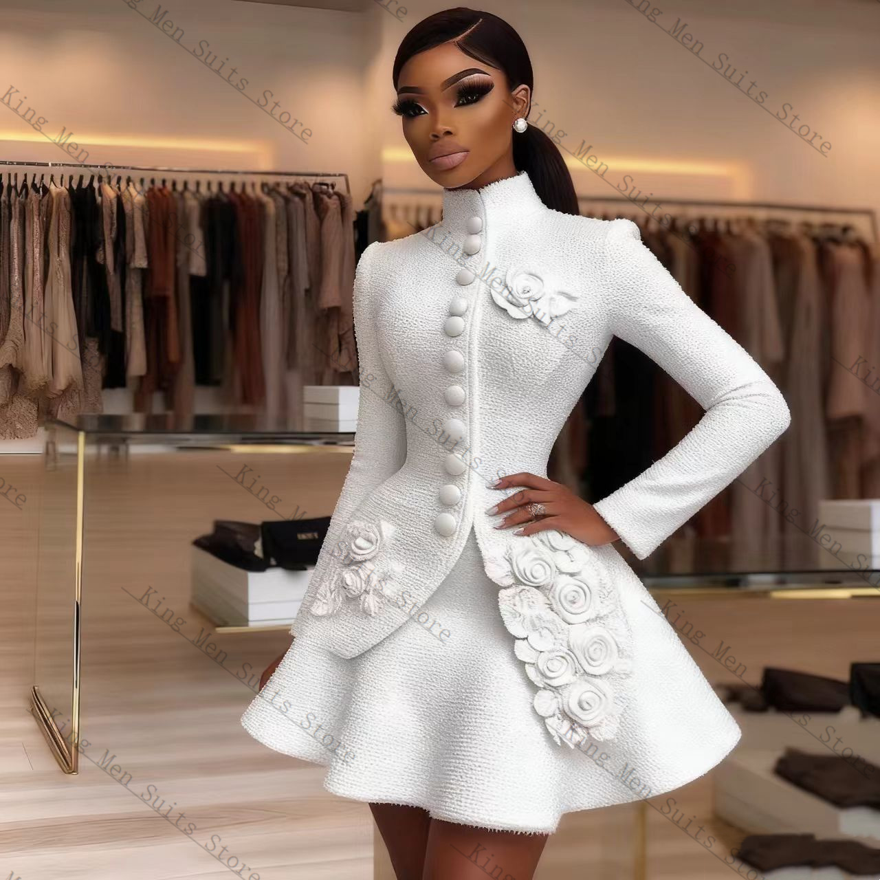 Women'S Formal Wear Tuxedo - Setelan Jas Wanita Mewah Warna Putih