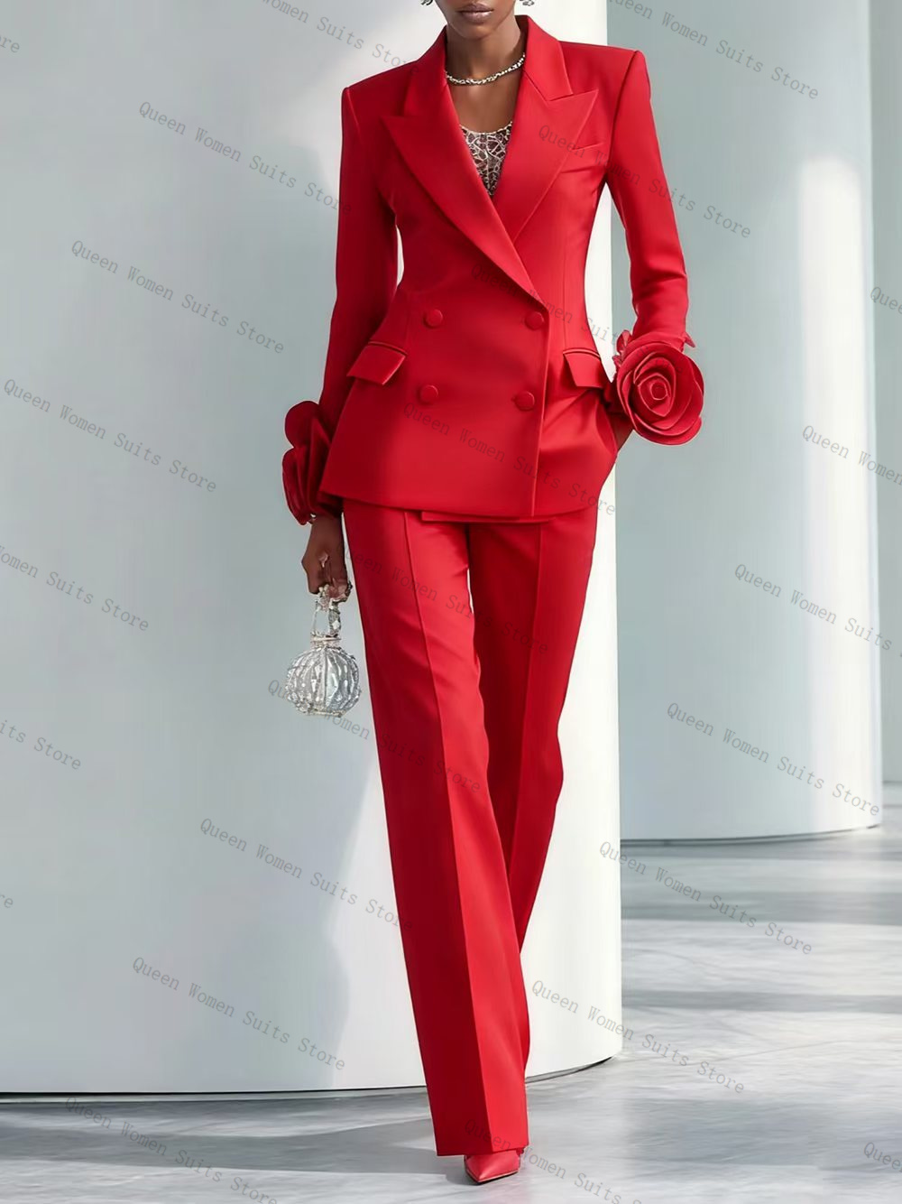 Women'S Formal Wear Tuxedo - Setelan Jas Wanita Merah Mewah 2