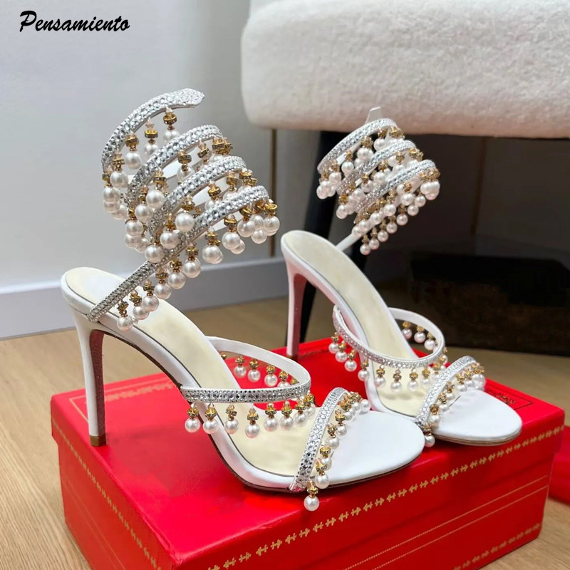 Women'S Formal Wear To A Wedding - Sandal Gladiator Wanita Mewah Berhias Mutiara