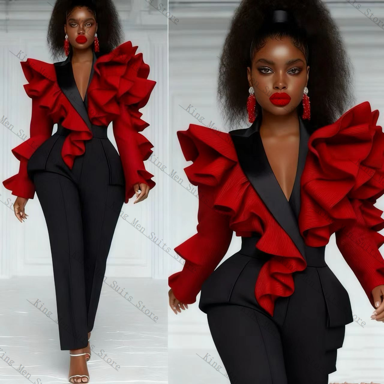 Setelan Jas Wanita Merah Hitam - Women'S Formal Wear Tuxedo ulasan dan harga