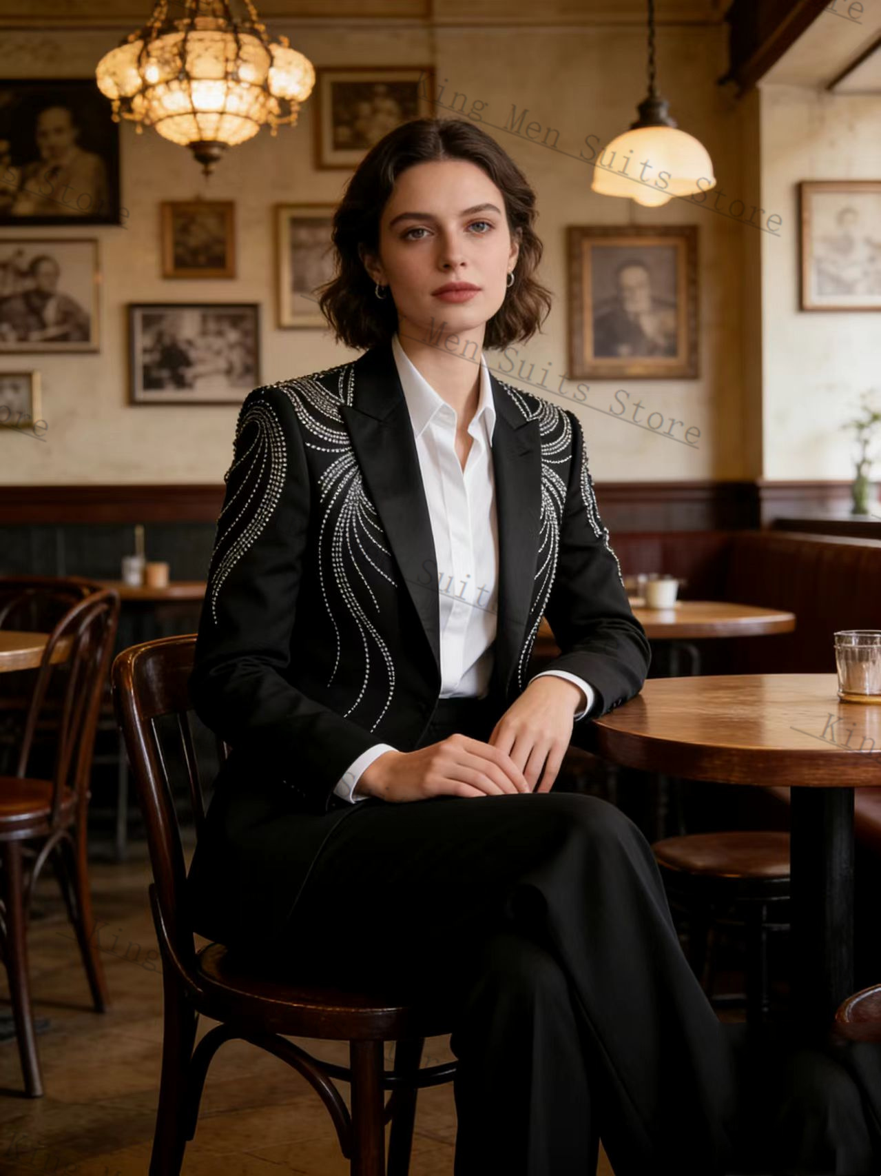 Setelan Wanita Hitam 2 Potong  - Women'S Formal Wear Tuxedo ulasan dan harga