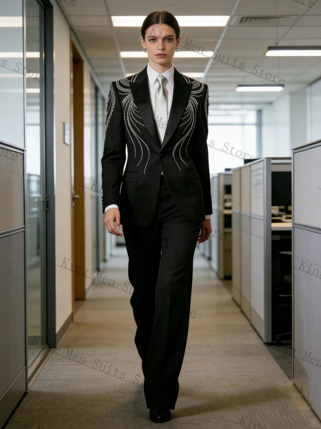 Setelan Wanita Hitam 2 Potong  - Women'S Formal Wear Tuxedo ulasan dan harga
