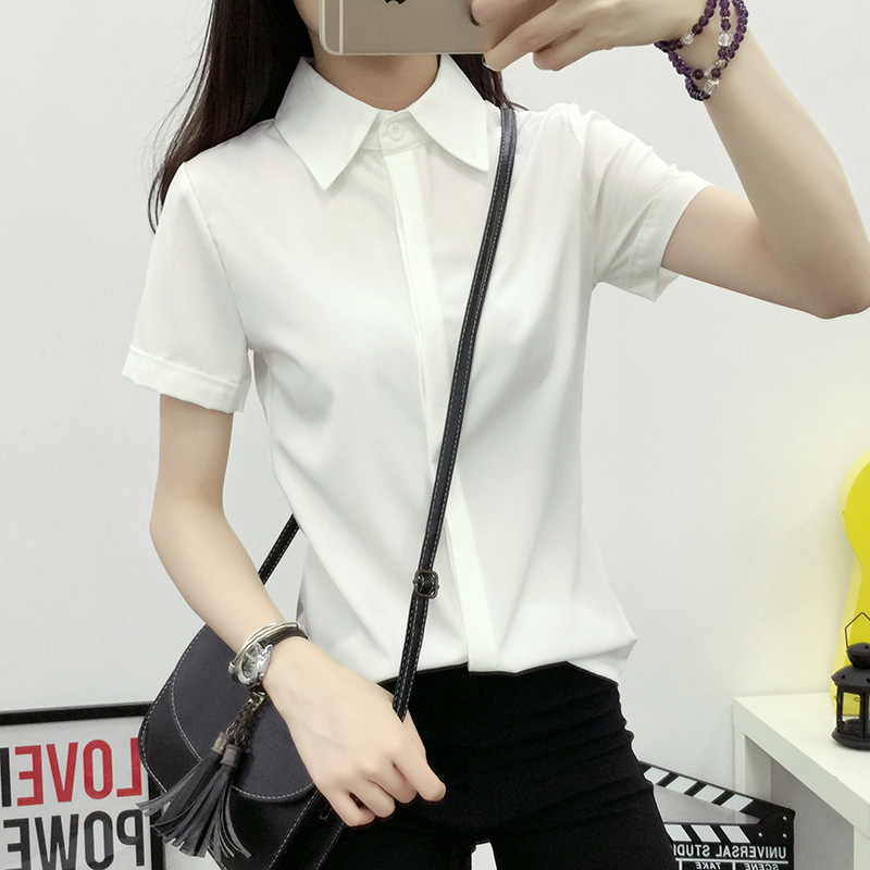 Kemeja Lengan Pendek Longgar P - Women Formal Wear Korean ulasan dan harga