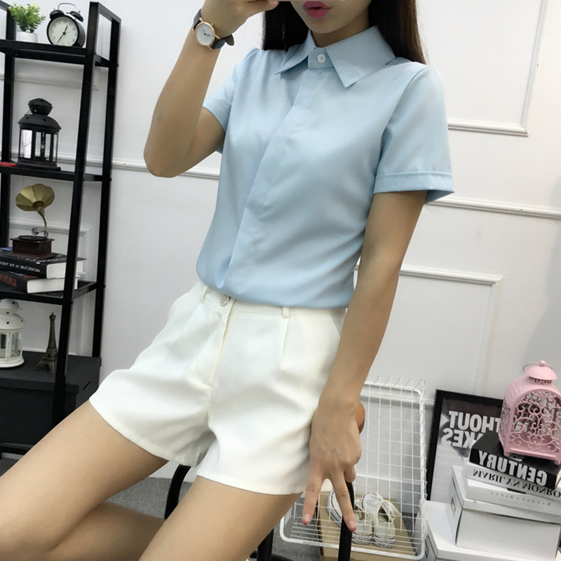 Kemeja Lengan Pendek Longgar P - Women Formal Wear Korean ulasan dan harga
