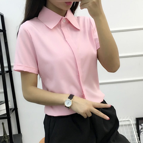 Kemeja Lengan Pendek Longgar P - Women Formal Wear Korean ulasan dan harga